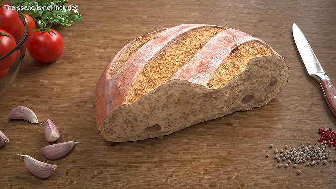 Broken Piece of White Bread 3D model