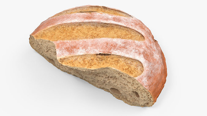 Broken Piece of White Bread 3D model 4