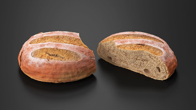 Broken Piece of White Bread 3D model 3