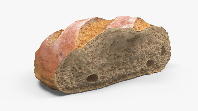 Broken Piece of White Bread 3D model 5