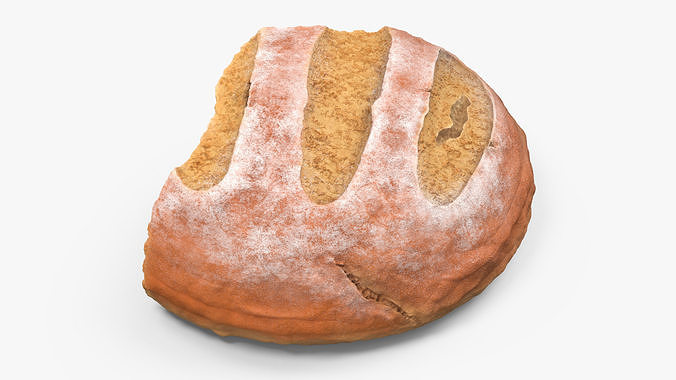 Broken Piece of White Bread 3D model 7