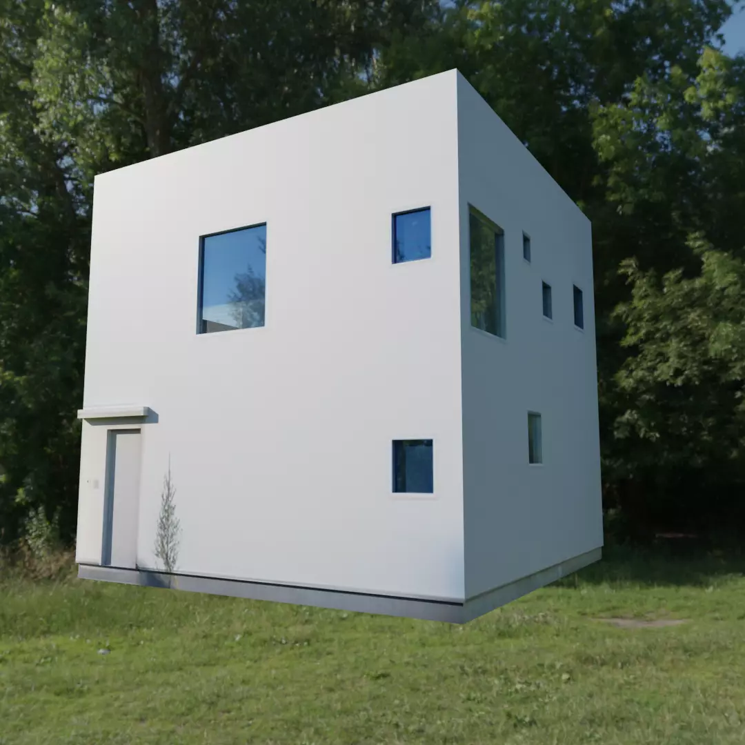 3D Facade house Free low-poly 3D model_0