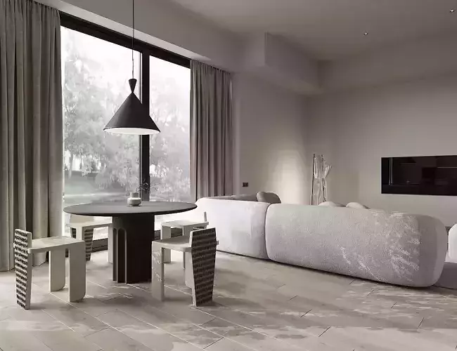 Living room and kitchen