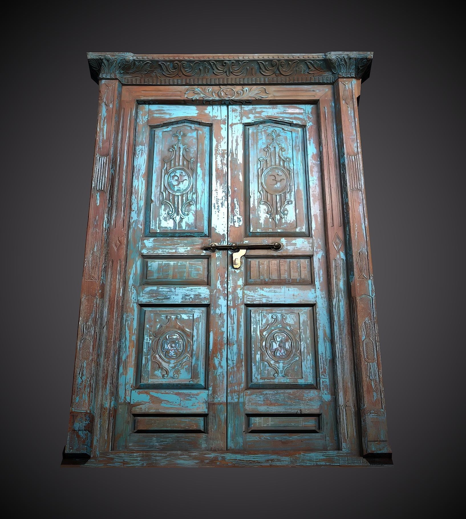 Old Vintage Door Low-poly 3D model_3