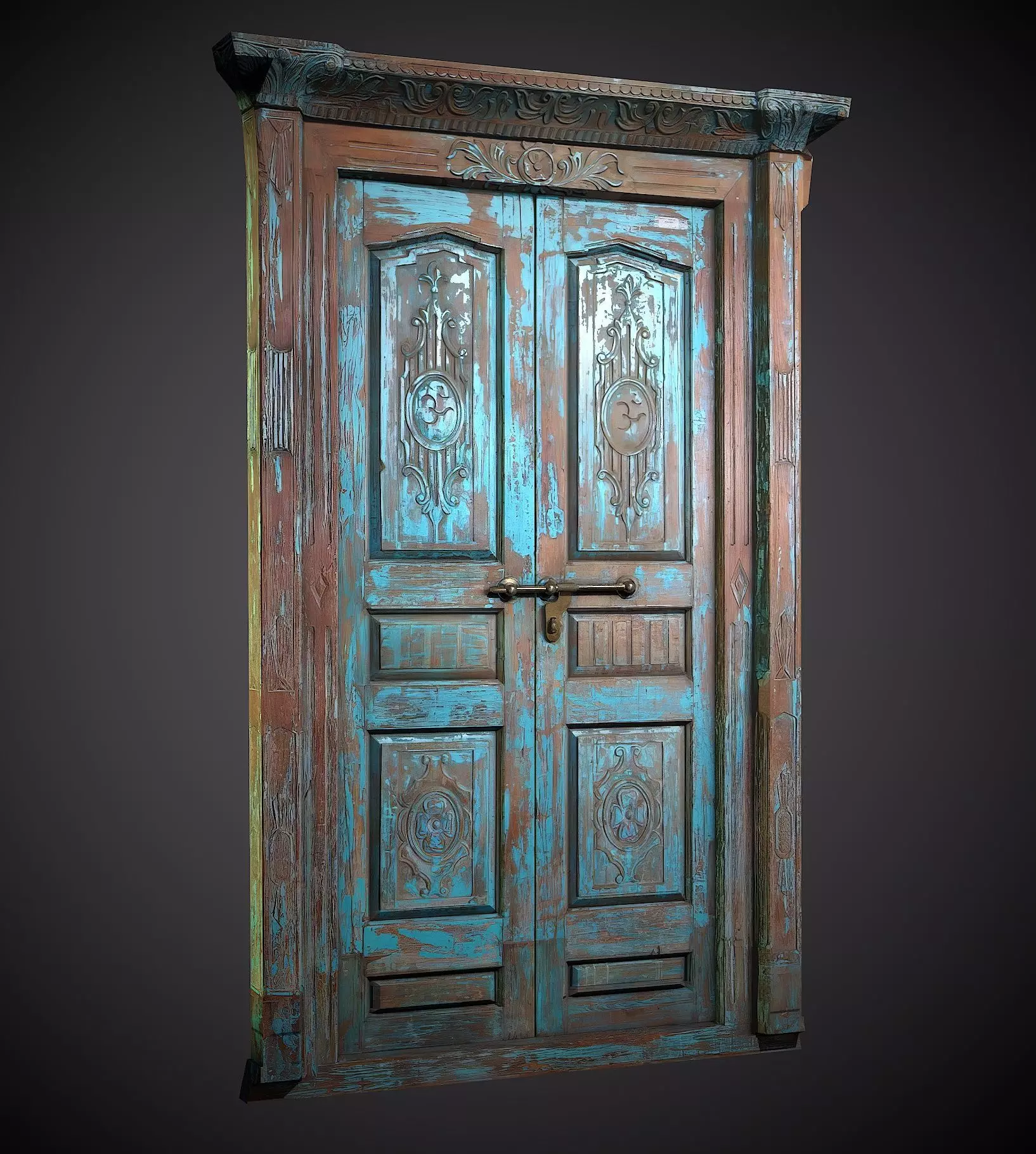 Old Vintage Door Low-poly 3D model_0