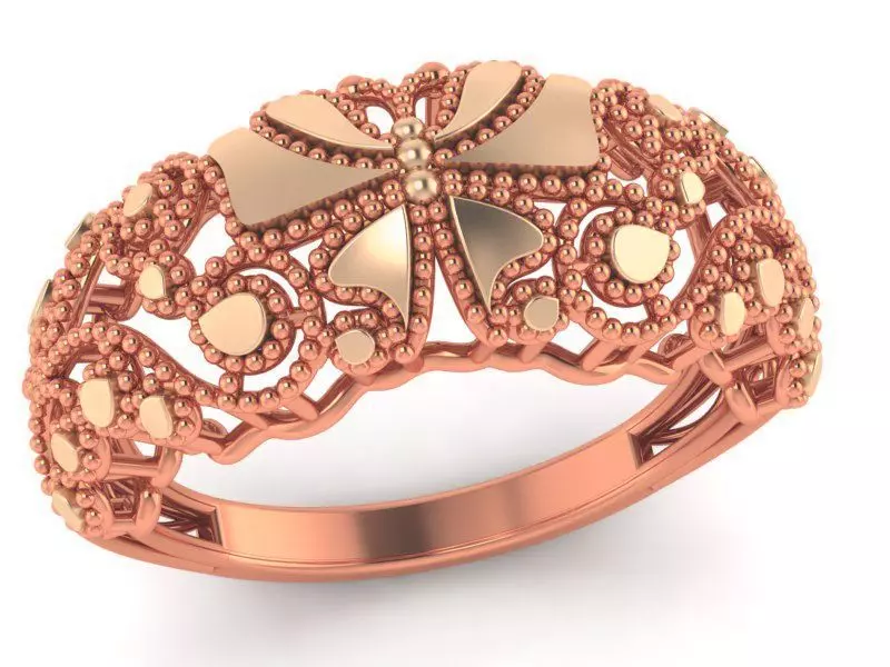 Butterfly Beads Balls Mesh Wire Cocktail Plain Gold Ring 3D print model