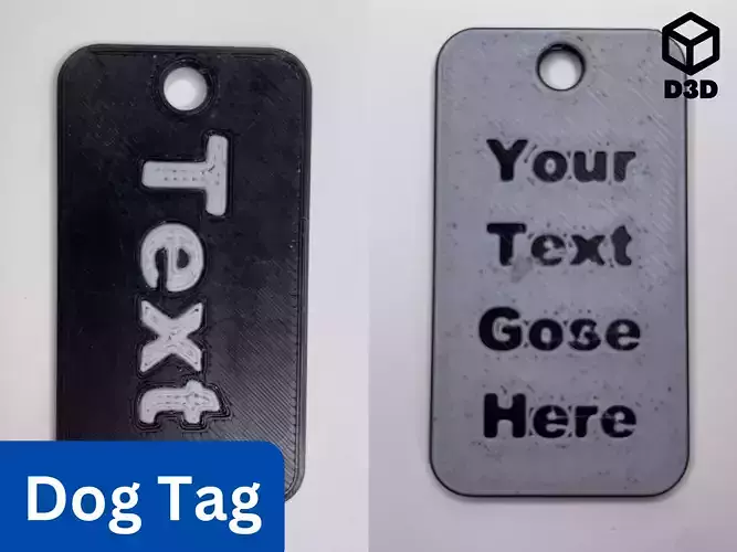 Two-Sided Customizable Dog Tag Fusion 360 3D print model