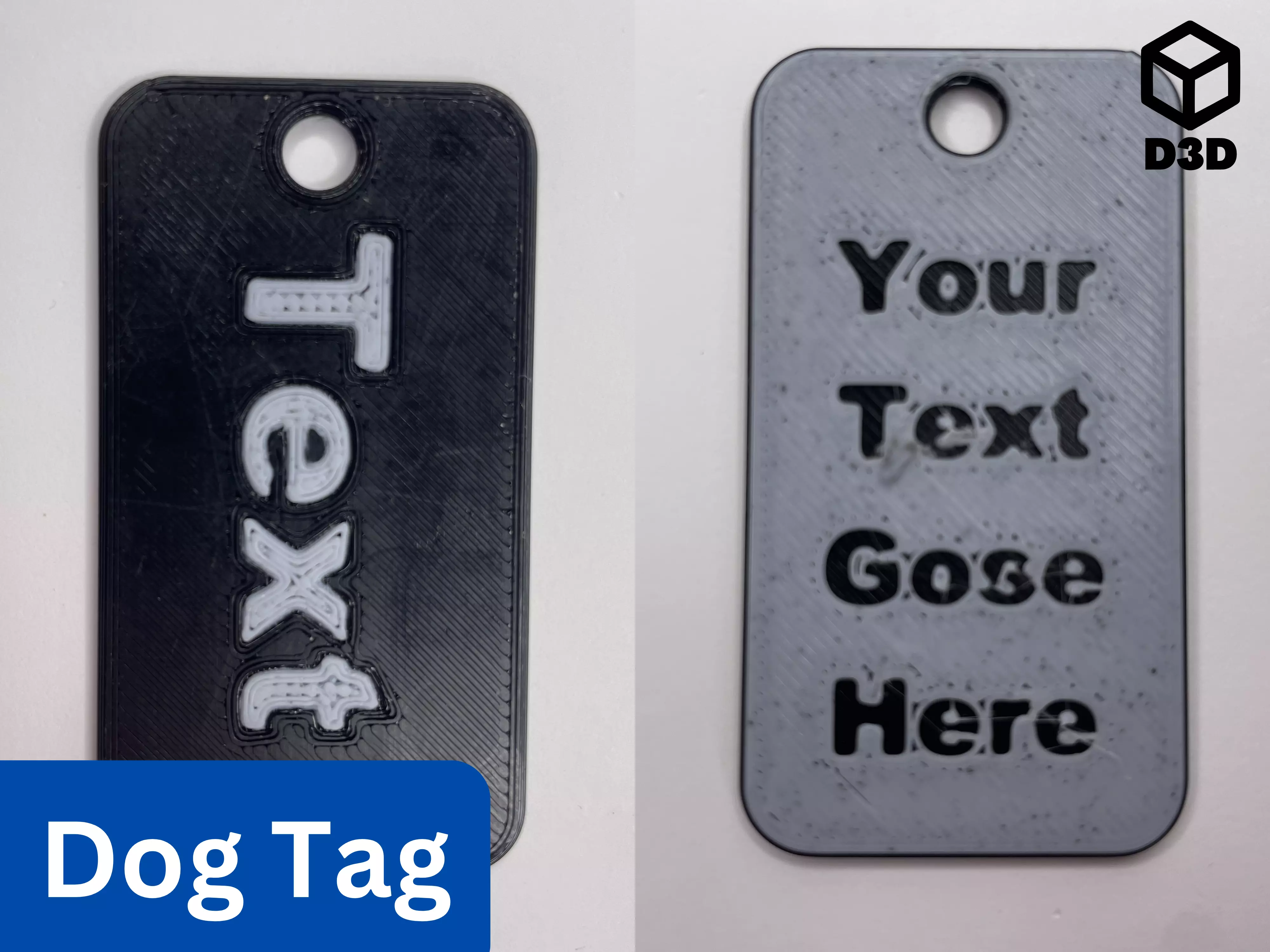 Two-Sided Customizable Dog Tag Fusion 360 3D print model_0