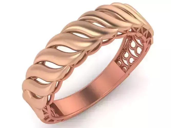 High Jewelry Cocktail Plain Gold Ring 3D print model
