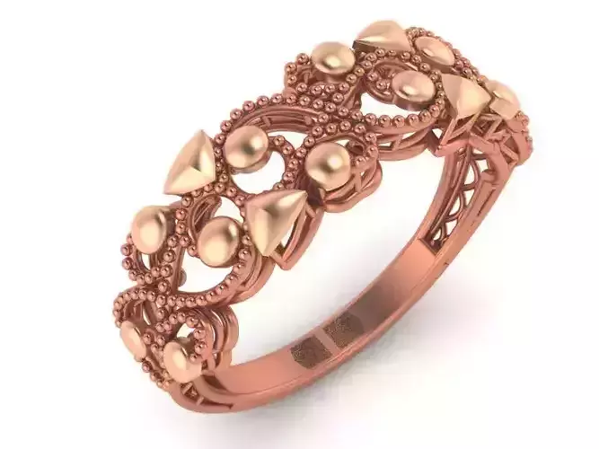 Beads Balls Wire Mesh High Jewelry Plain Gold Ring 3D print model