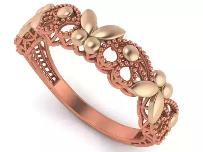 Butterfly Wire Mesh High Jewelry Cocktail Plain Gold Ring 3D print model