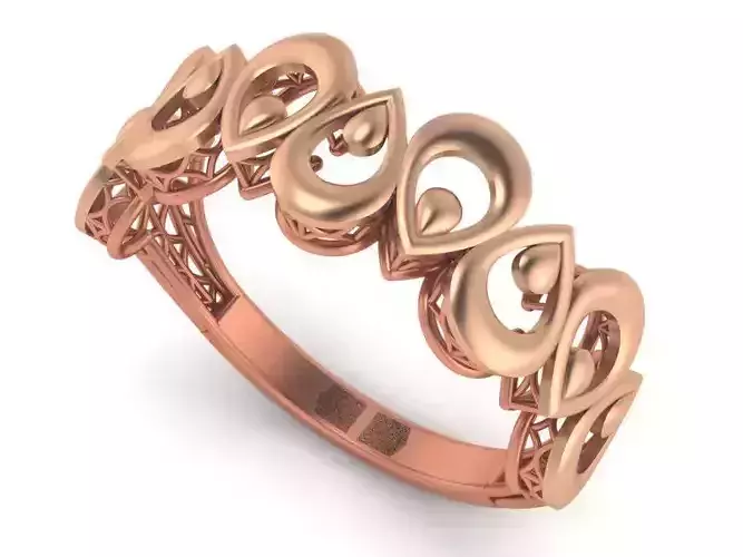 Leaves Mesh High Jewelry Cocktail Plain Gold Ring