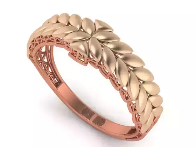 Leaves High Jewelry Cocktail Plain Gold Ring 3D print model
