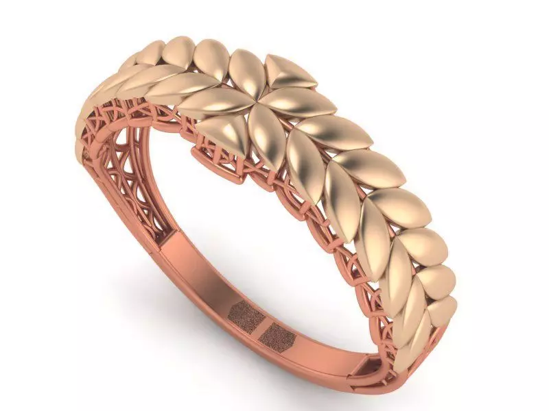 Leaves High Jewelry Cocktail Plain Gold Ring 3D print model