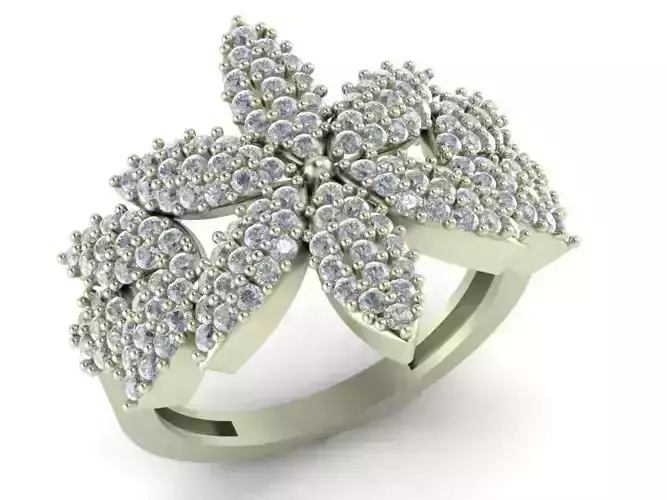 Flower High Jewelry Cocktail Ring 3dm stl obj ply mtl