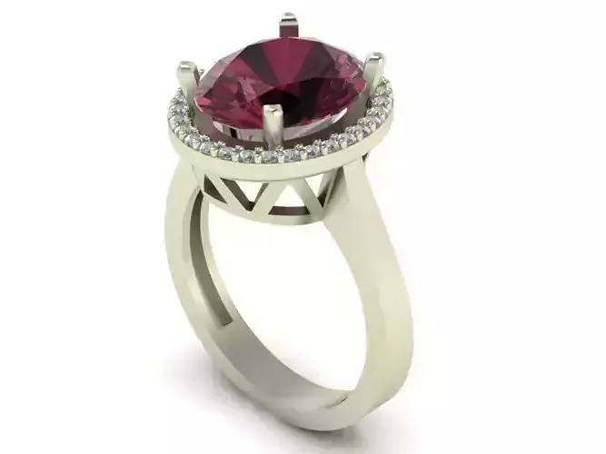 Ruby Halo Solitaire Ring 3dm stl obj ply mtl