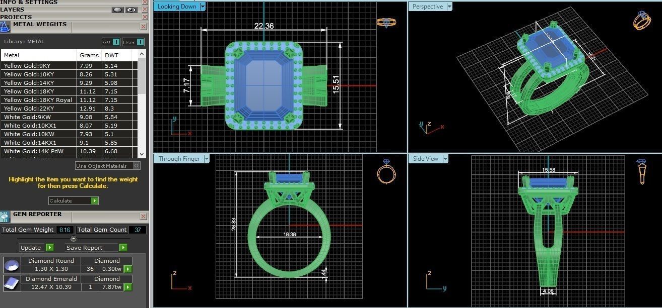 Ruby Halo Solitaire Ring 3dm stl obj ply mtl 3D print model_1