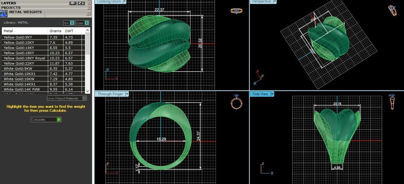 Curved Fused Plate High Jewelry Cocktail Plain Gold Ring 3D print model_3