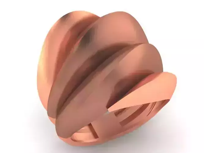 Curved Fused Plate High Jewelry Cocktail Plain Gold Ring 3D print model