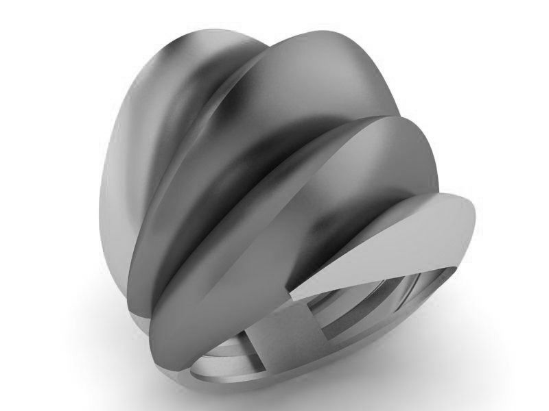 Curved Fused Plate High Jewelry Cocktail Plain Gold Ring 3D print model_2