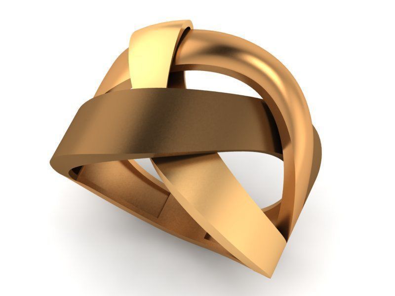 Wire Mesh Plate High Jewelry Cocktail Plain Gold Ring 3D print model_1