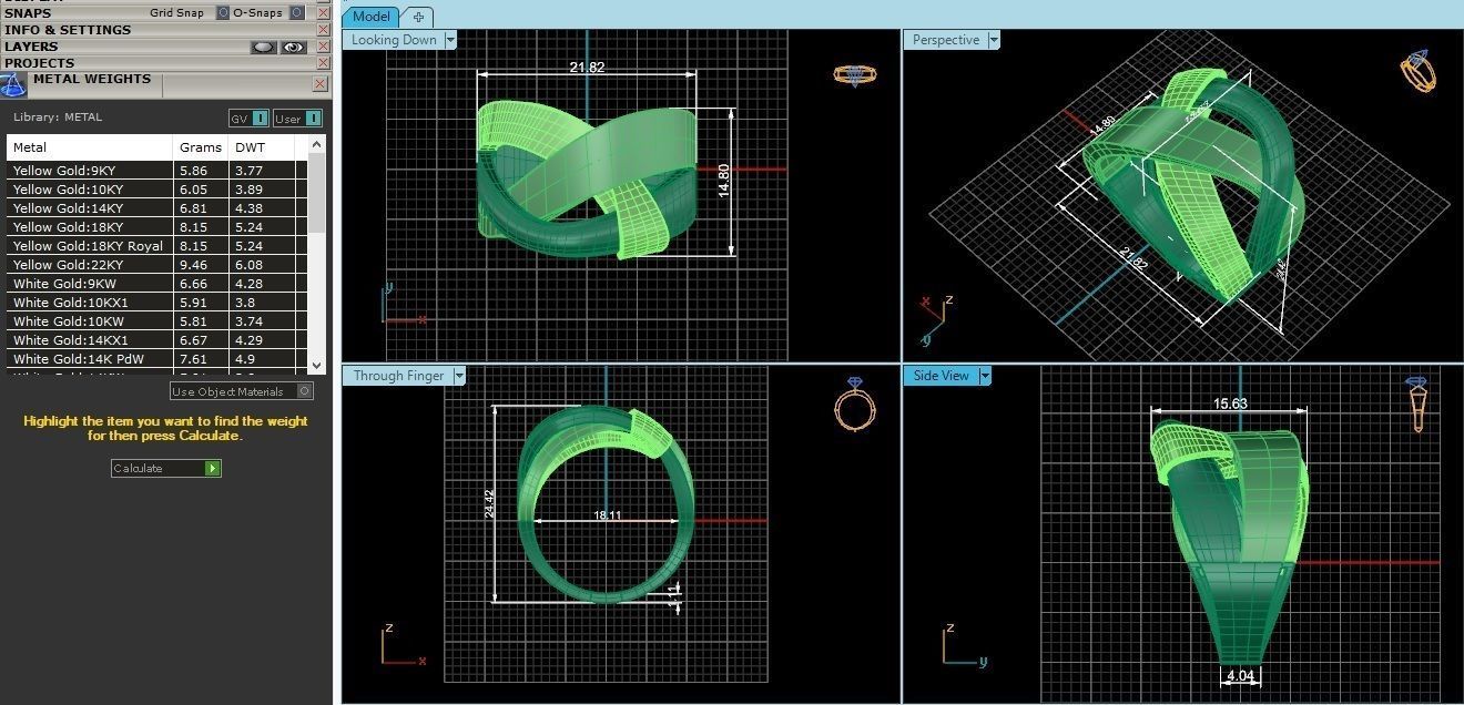 Wire Mesh Plate High Jewelry Cocktail Plain Gold Ring 3D print model_3
