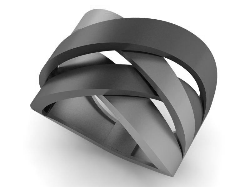 Wire Mesh Plate High Jewelry Cocktail Plain Gold Ring 3D print model_2