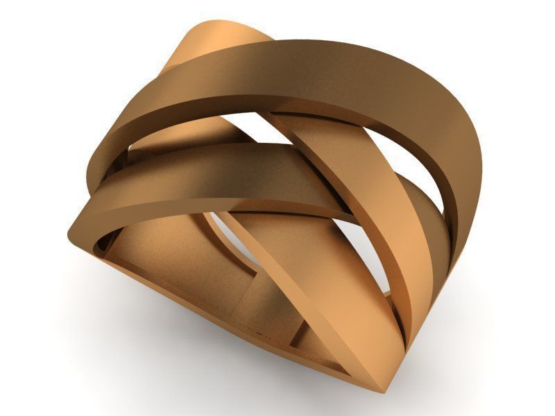 Wire Mesh Plate High Jewelry Cocktail Plain Gold Ring 3D print model_1