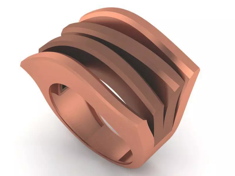 Wire Mesh Havey High Jewelry Cocktail Plain Gold Ring 3D print model_0