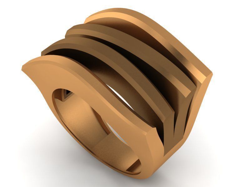 Wire Mesh Havey High Jewelry Cocktail Plain Gold Ring 3D print model_1