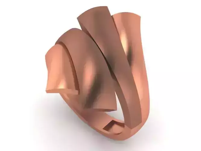 Wire Mesh Havey High Jewelry Cocktail Plain Gold Ring 3D print model