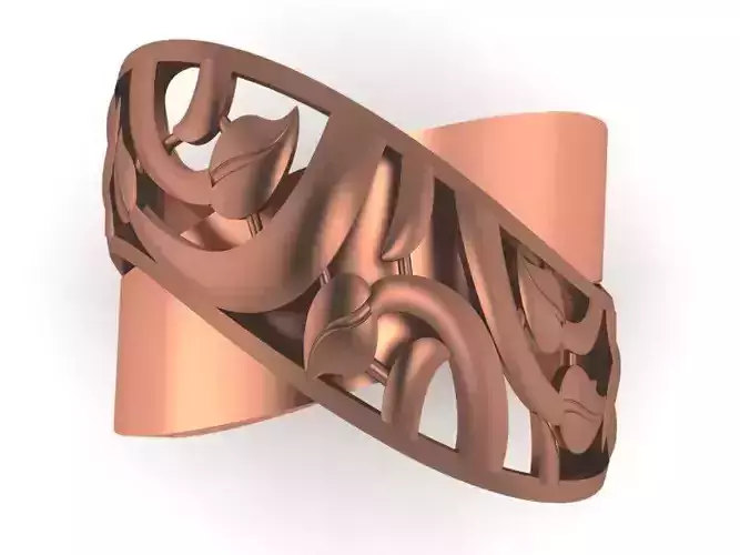 Leaves Vines High Jewelry Plain Gold Ring 3D print model