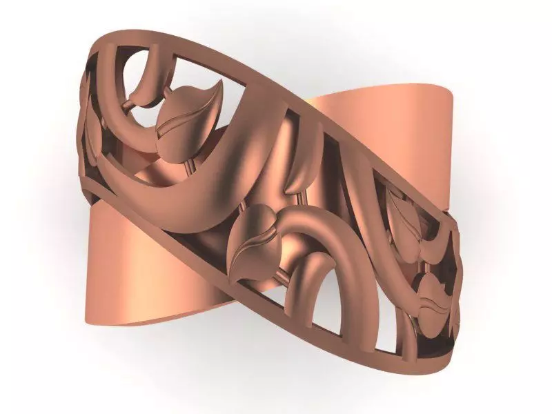 Leaves Vines High Jewelry Plain Gold Ring 3D print model_0