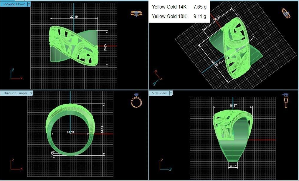 Leaves Vines High Jewelry Plain Gold Ring 3D print model_3