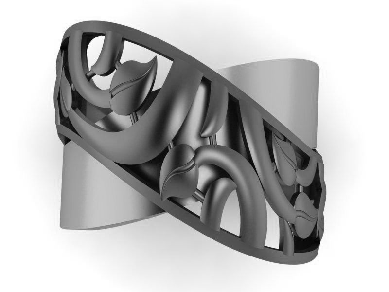 Leaves Vines High Jewelry Plain Gold Ring 3D print model_2