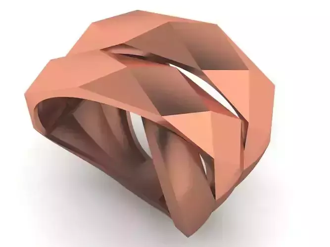 Multi faceted Wire Mesh High Jewelry Cocktail Plain Gold Ring  3D print model