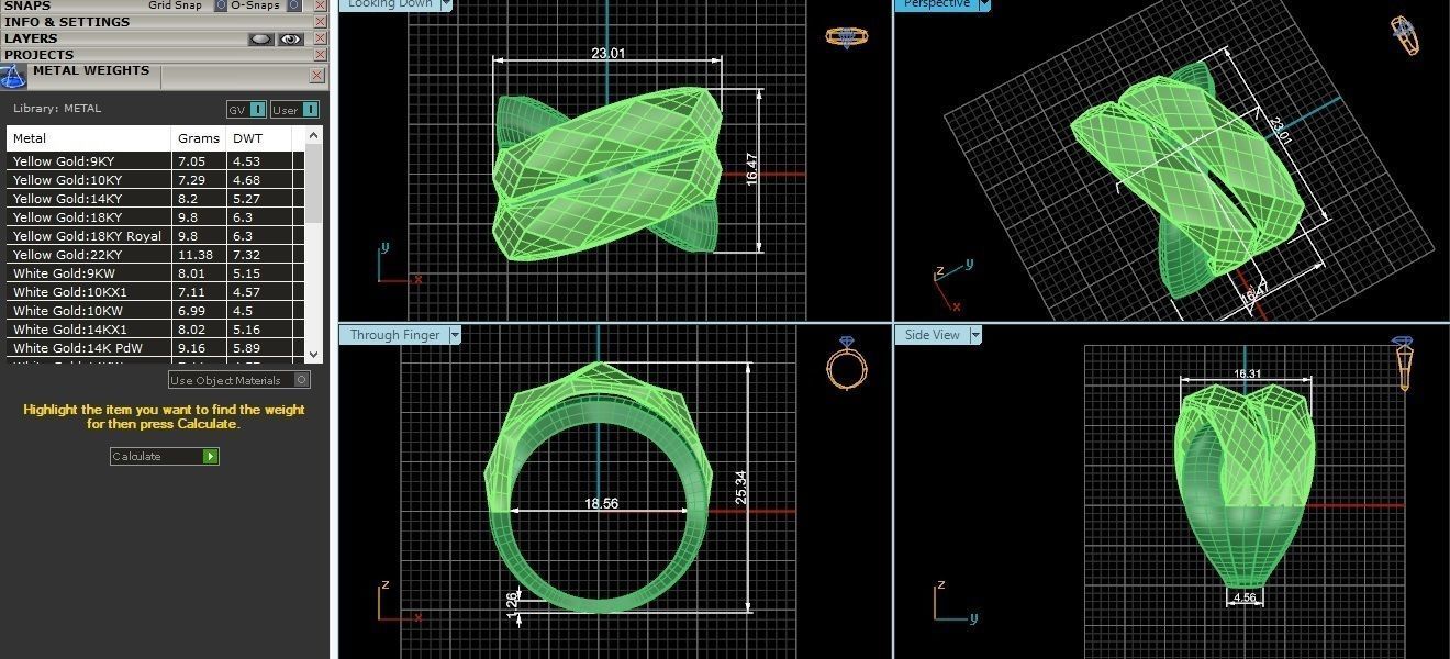 Multi faceted Wire Mesh High Jewelry Cocktail Plain Gold Ring  3D print model_3
