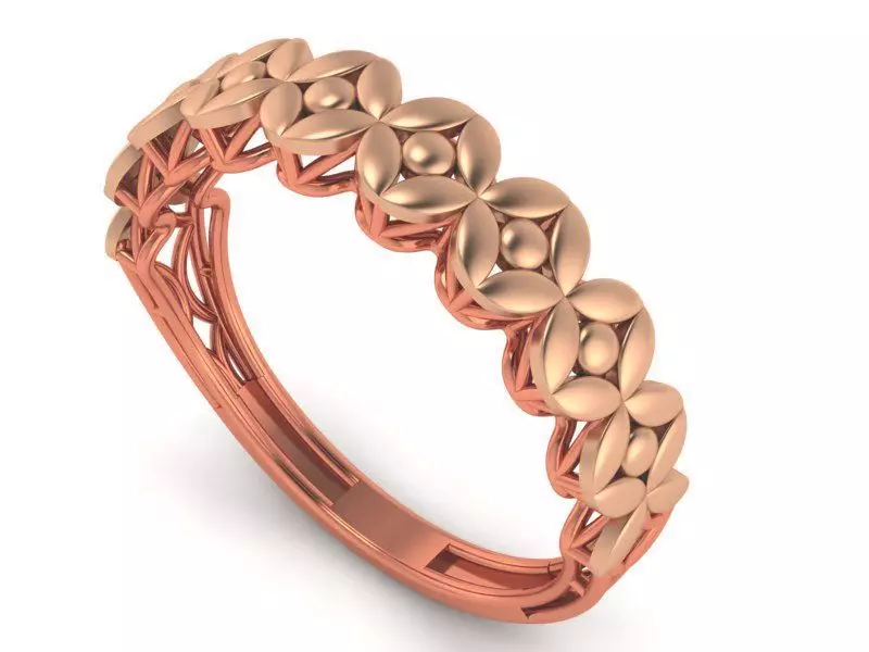 Leaves High Jewelry Cocktail Plain Gold Ring 3D print model