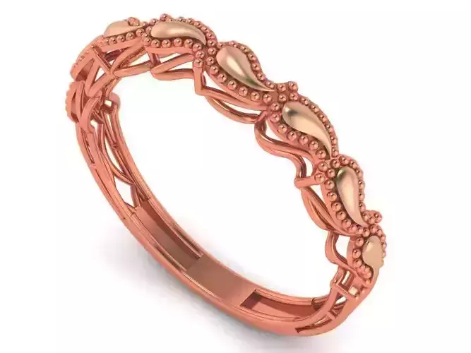 Leaves Beads Balls High Jewelry Cocktail Plain Gold Ring  3D print model