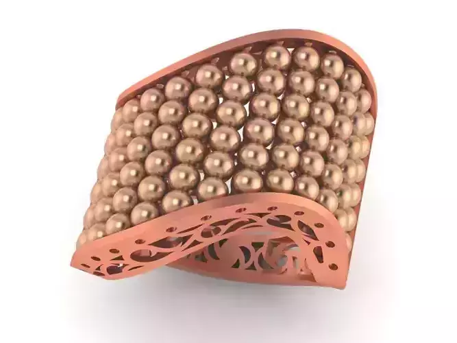 Beads Balls High Jewelry Cocktail Plain Gold Ring 3D print model
