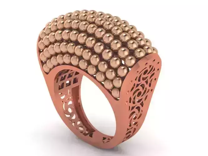 Beads Balls Mesh Wire High Jewelry Cocktail Plain Gold Ring 3D print model