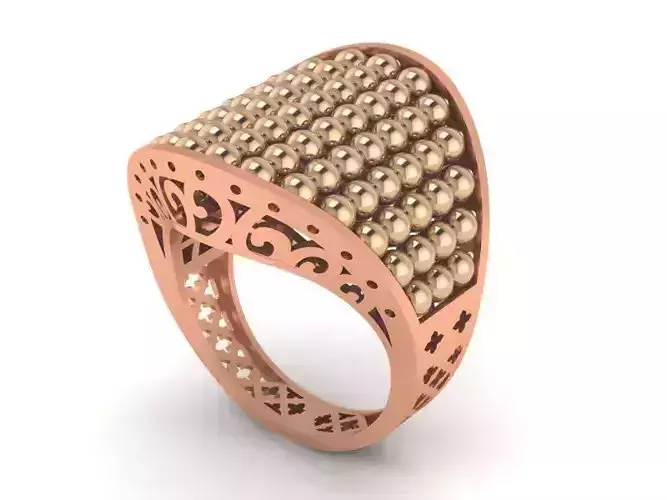 Beads Balls High Jewelry Cocktail  Plain gold Ring 3D print model