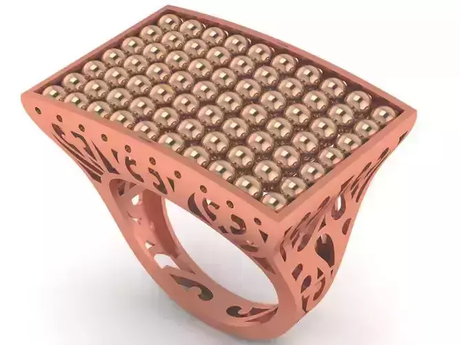 Beads Balls High Jewelry Cocktail Plain Gold Ring 3D print model