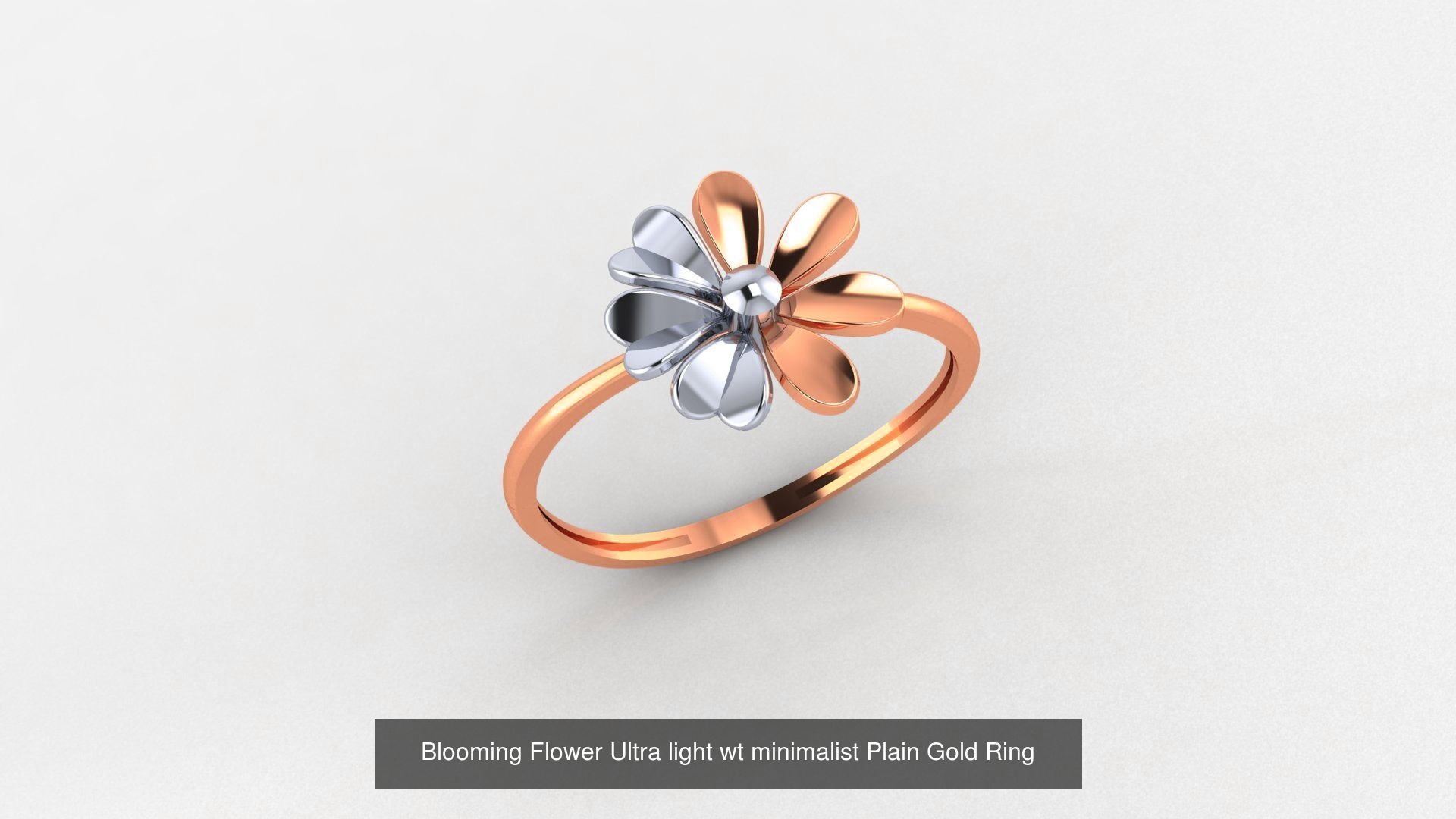 51 Flower Minimalist Ultra light Weight Plain Gold Ring  3D Model Collection_23