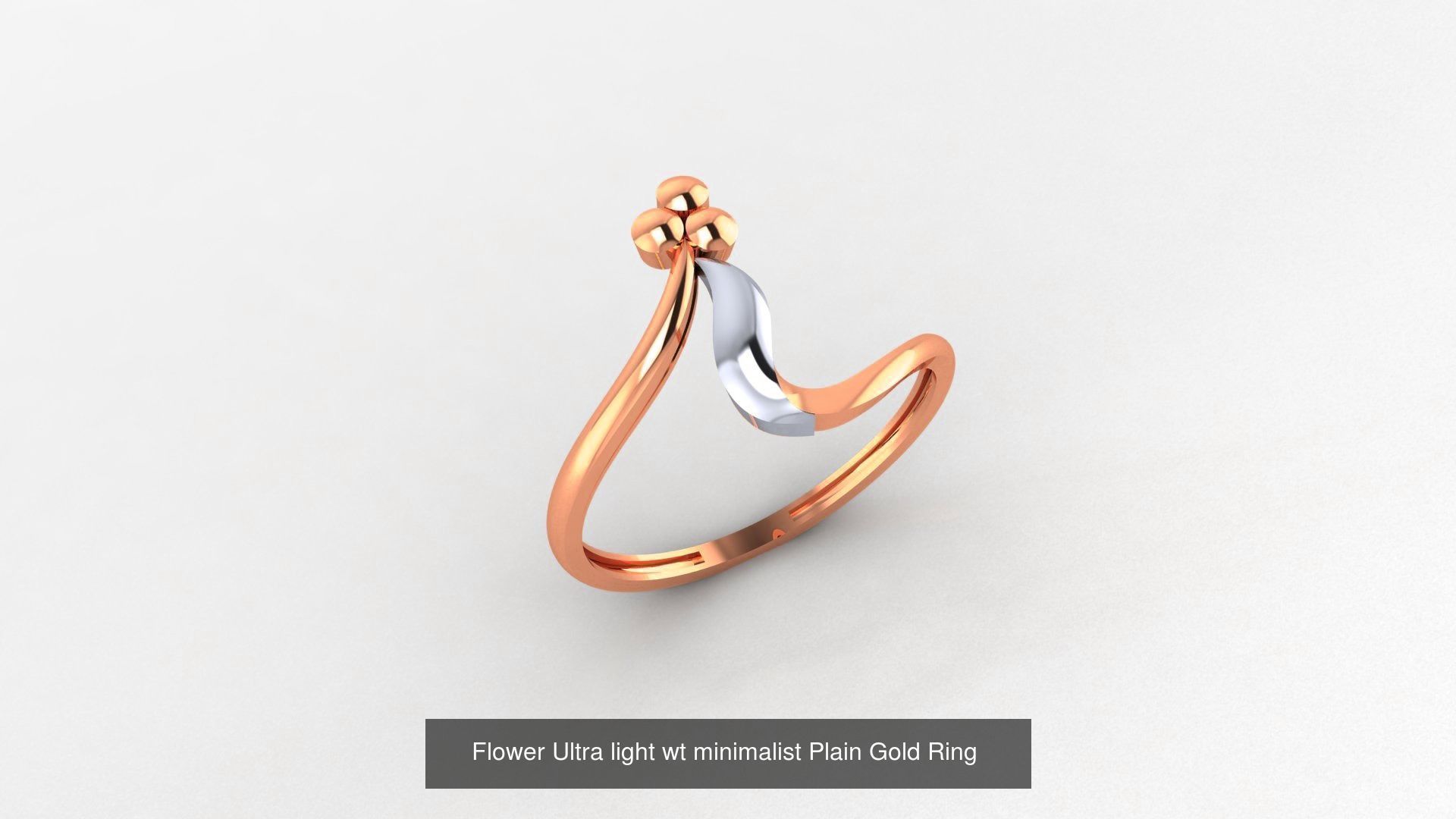 51 Flower Minimalist Ultra light Weight Plain Gold Ring  3D Model Collection_11