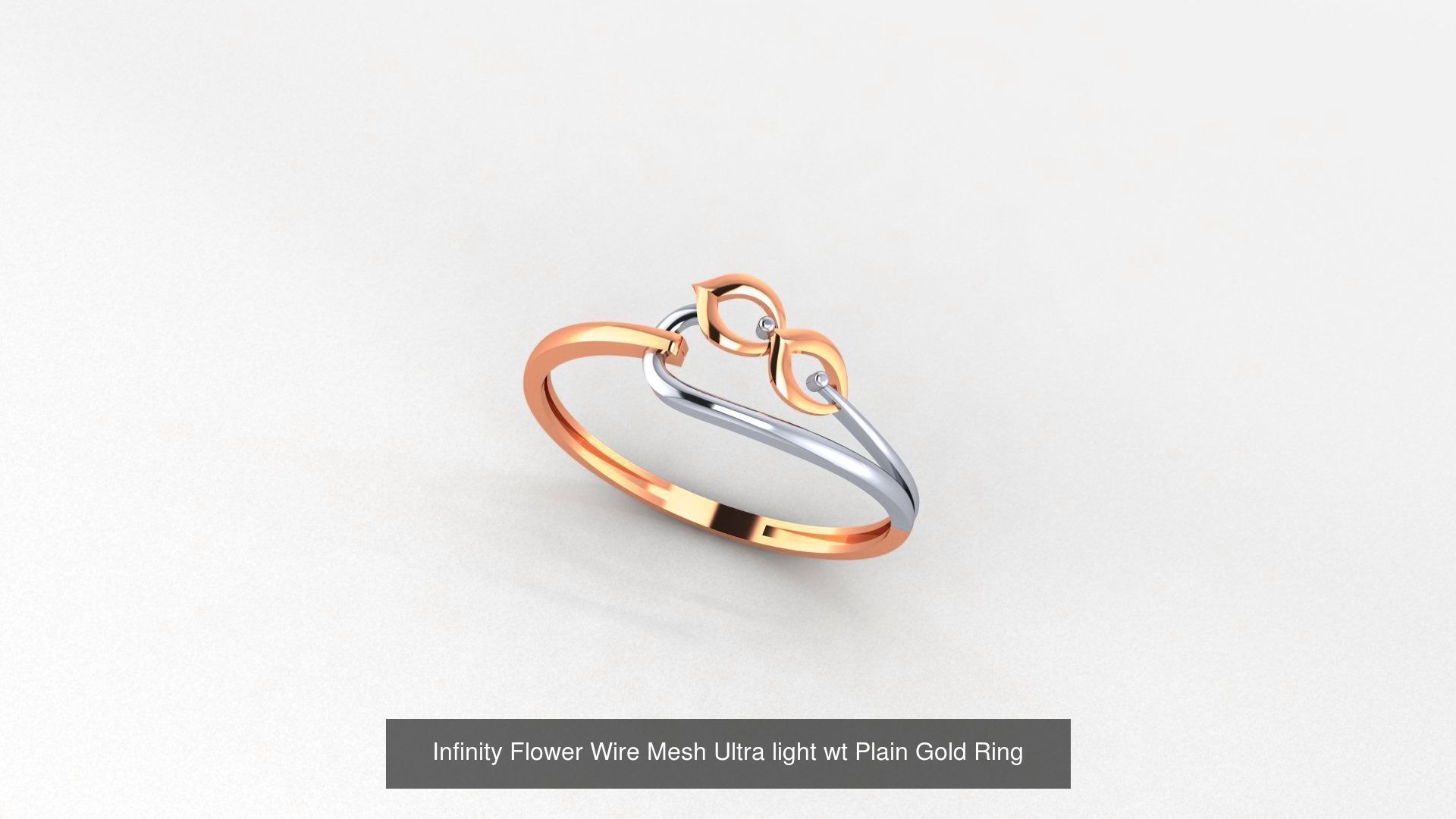 51 Flower Minimalist Ultra light Weight Plain Gold Ring  3D Model Collection_35