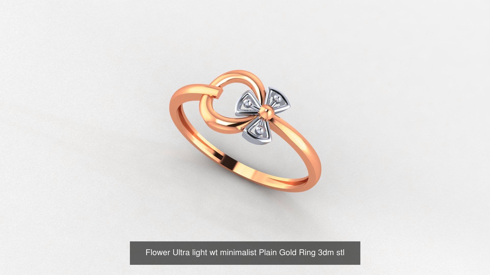 51 Flower Minimalist Ultra light Weight Plain Gold Ring  3D Model Collection_26