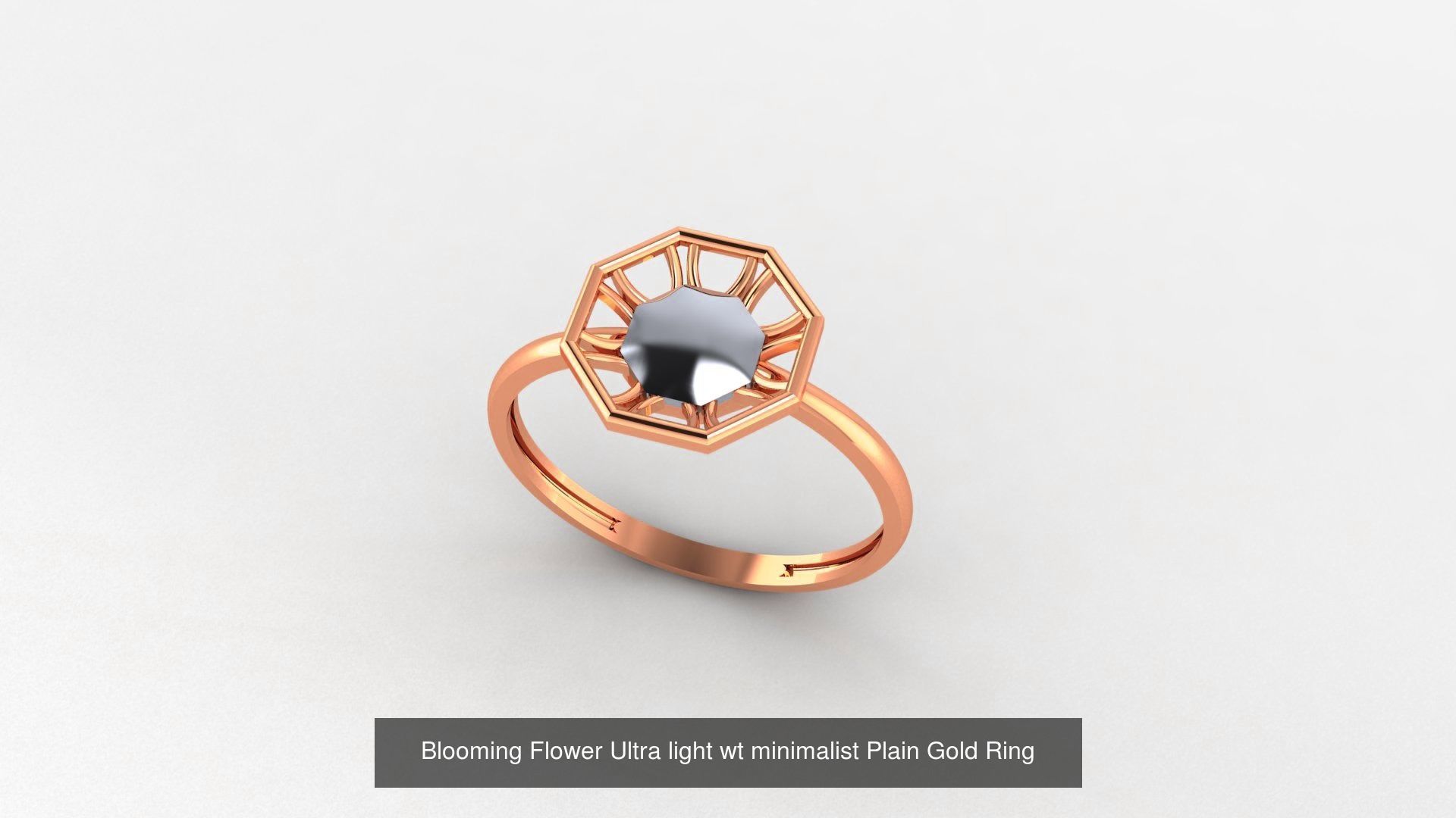 51 Flower Minimalist Ultra light Weight Plain Gold Ring  3D Model Collection_29