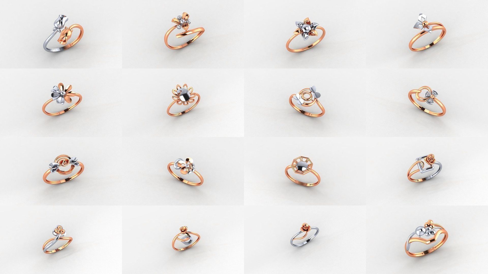 51 Flower Minimalist Ultra light Weight Plain Gold Ring  3D Model Collection_1