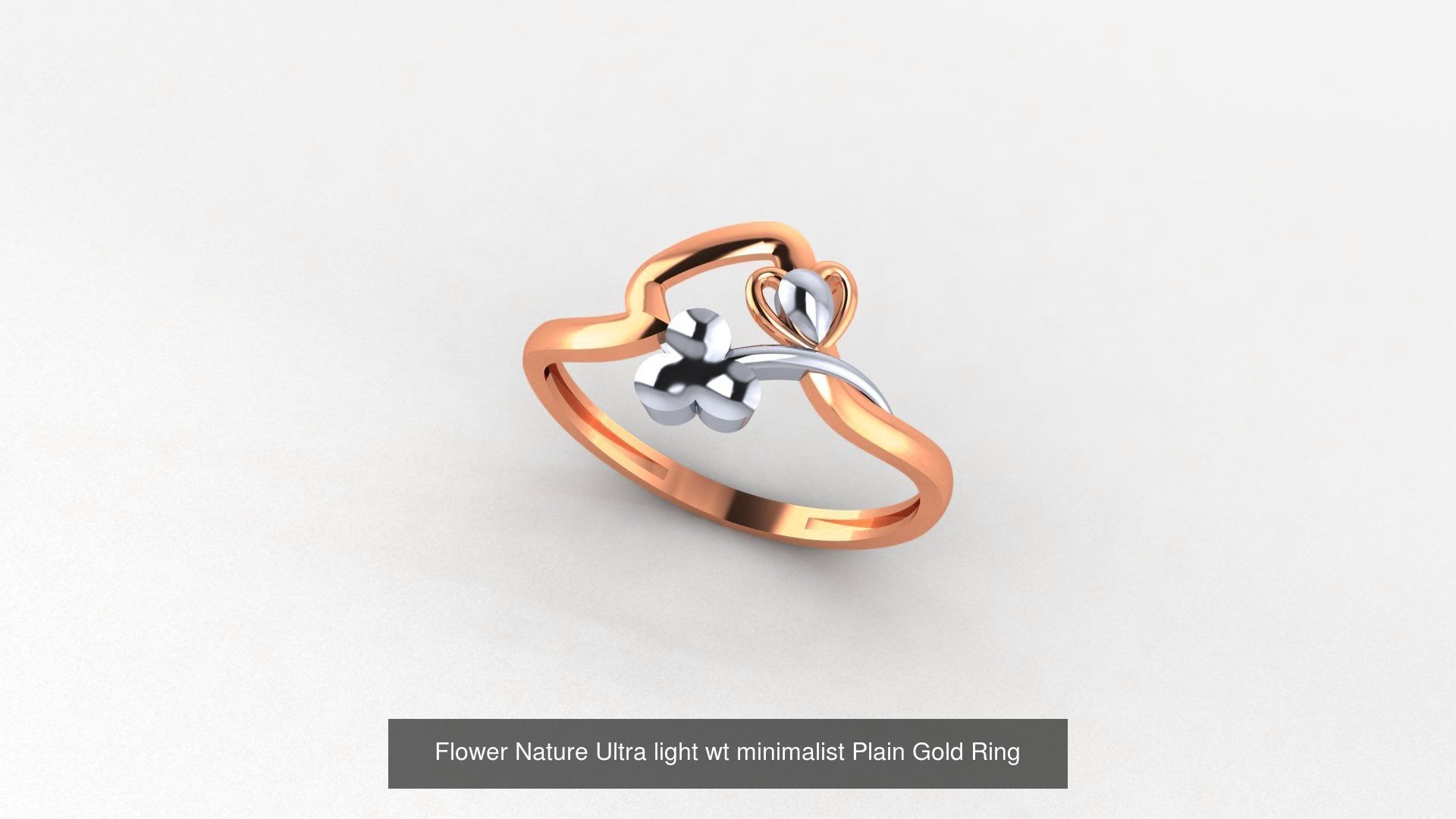 51 Flower Minimalist Ultra light Weight Plain Gold Ring  3D Model Collection_39